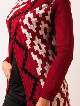 Cardigan Dama Cu Romburi Grena